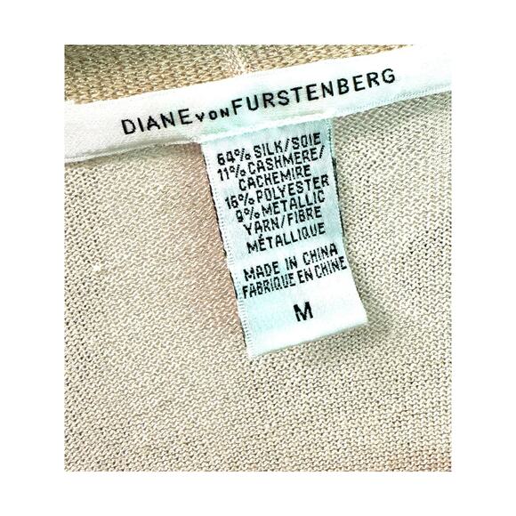 Diane Von Furstenberg DVF Gold Metallic Lightweight Jacket M Silk Cashmere - Picture 2 of 6